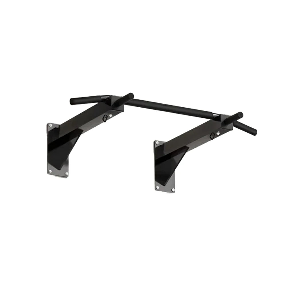 FITPRO Wall Mounted Pull Up Bar Heavy Duty Steel 200kg Capacity Space Saving Upper Body Training Home Gym - Black