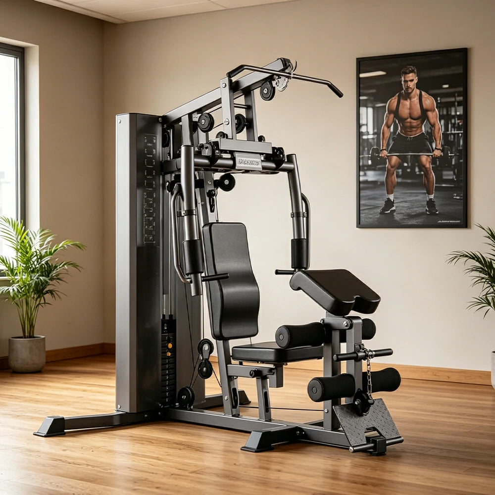 FITPRO Multi Function Home Gym Machine All in One Full Body Strength Training System for Home Garage - Black