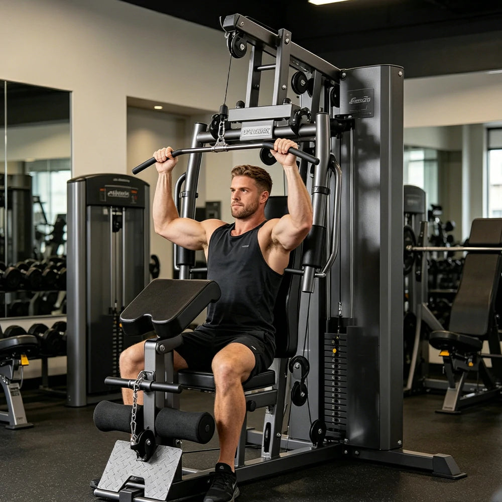FITPRO Multi Function Home Gym Machine All in One Full Body Strength Training System for Home Garage - Black