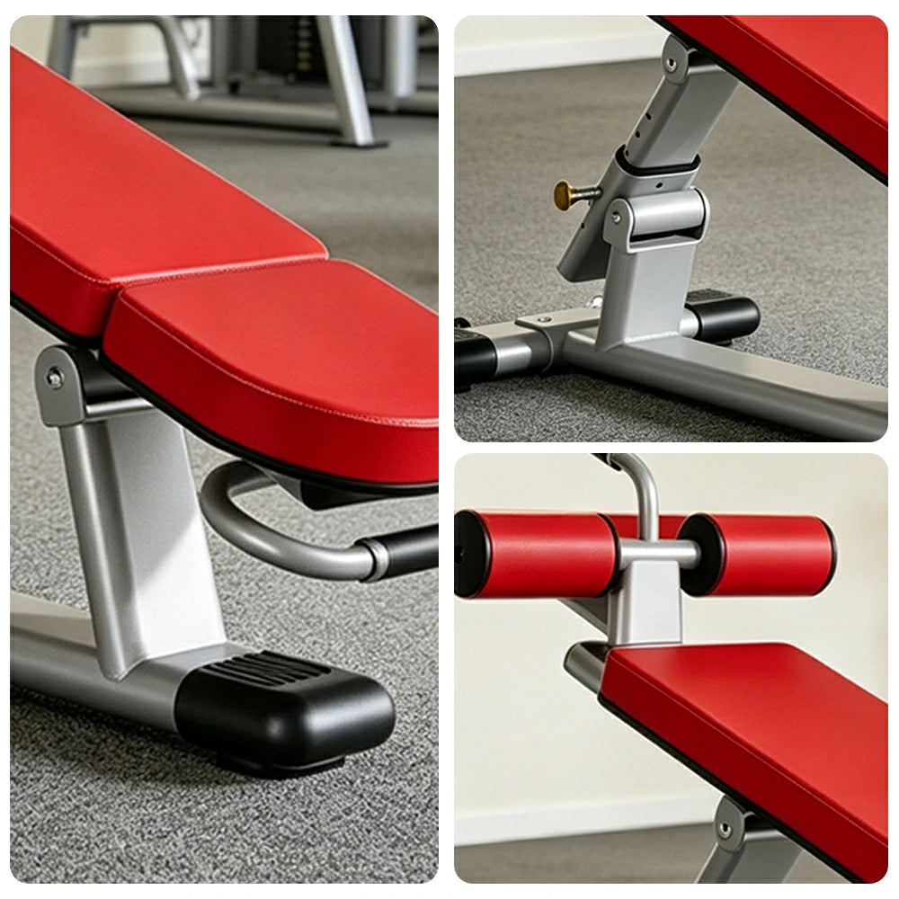 FITPRO Adjustable Weight Bench 7 Level Multi Angle Heavy Duty Smooth Bearing Home Gym Training - Red