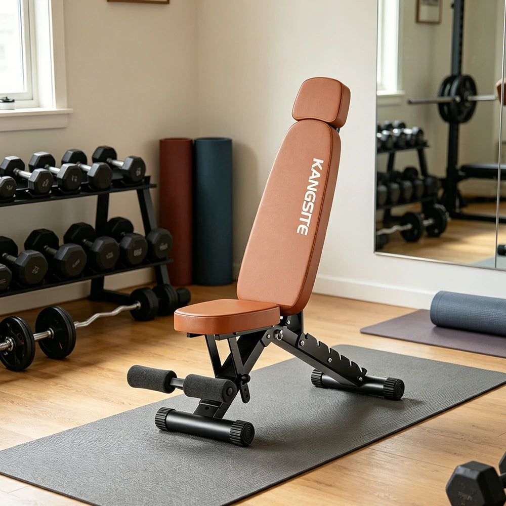 FITPRO Foldable Weight Bench No Assembly 500kg Capacity Adjustable Multi Function Home Gym Training - Brown