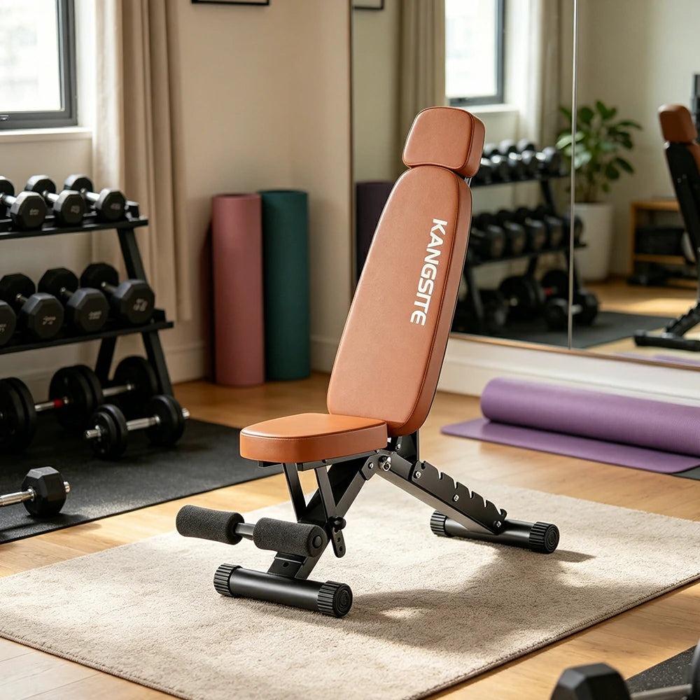 FITPRO Foldable Weight Bench No Assembly 500kg Capacity Adjustable Multi Function Home Gym Training - Brown