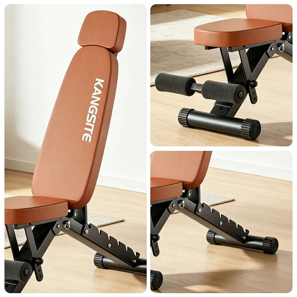 FITPRO Foldable Weight Bench No Assembly 500kg Capacity Adjustable Multi Function Home Gym Training - Brown
