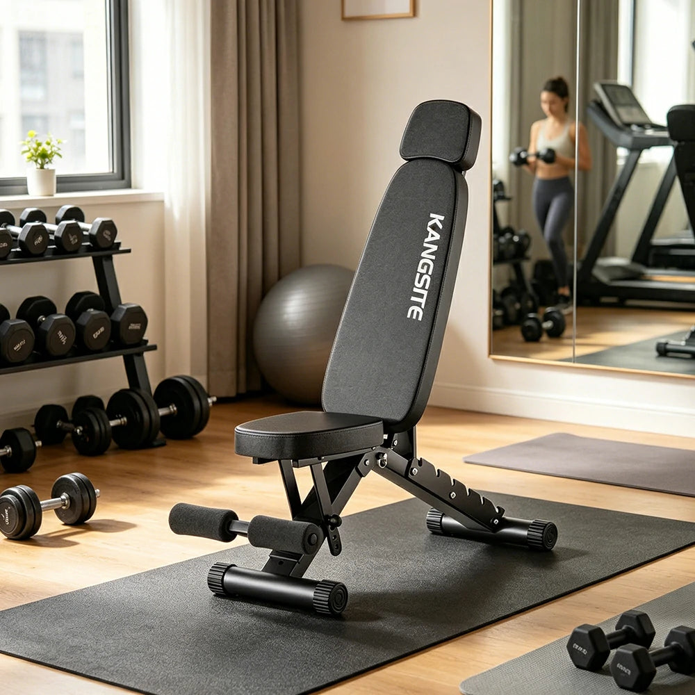 FITPRO Foldable Weight Bench No Assembly 500kg Capacity Adjustable Multi Function Home Gym Training - Black