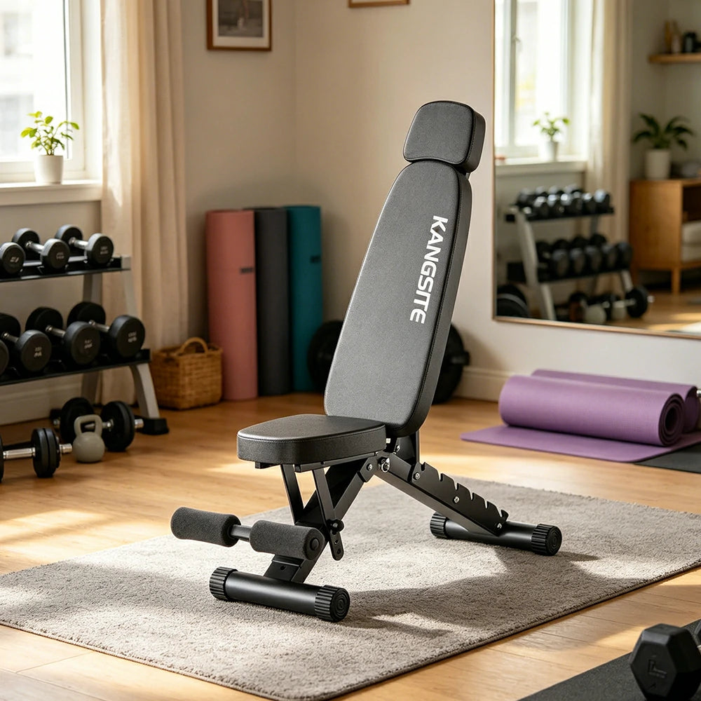 FITPRO Foldable Weight Bench No Assembly 500kg Capacity Adjustable Multi Function Home Gym Training - Black