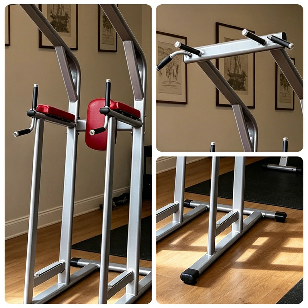 FITPRO Multi-Function Pull-Up Training Station Heavy Duty Steel Power Tower with Dip Bars Core Workout for Home Gym Garage Fitness - Silver&Red
