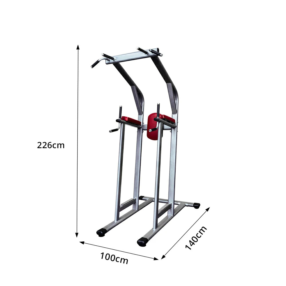 FITPRO Multi-Function Pull-Up Training Station Heavy Duty Steel Power Tower with Dip Bars Core Workout for Home Gym Garage Fitness - Silver&Red