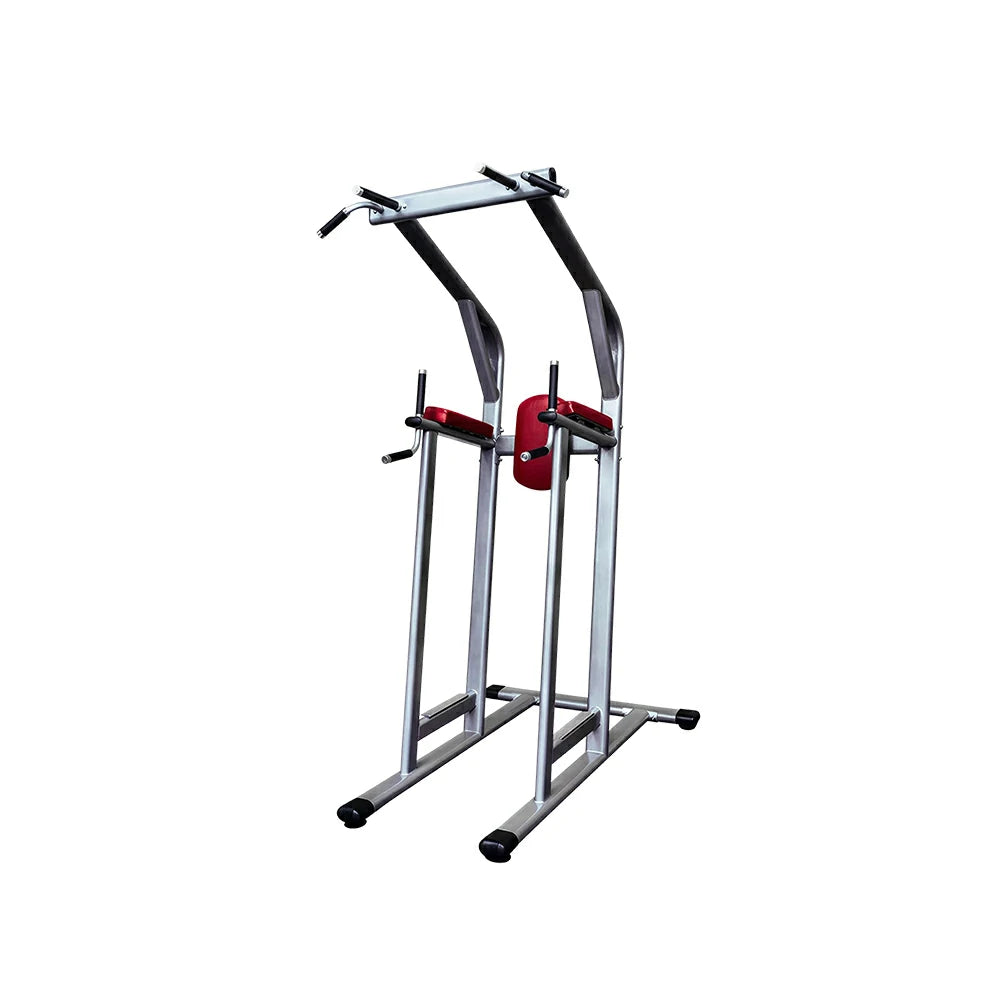 FITPRO Multi-Function Pull-Up Training Station Heavy Duty Steel Power Tower with Dip Bars Core Workout for Home Gym Garage Fitness - Silver&Red