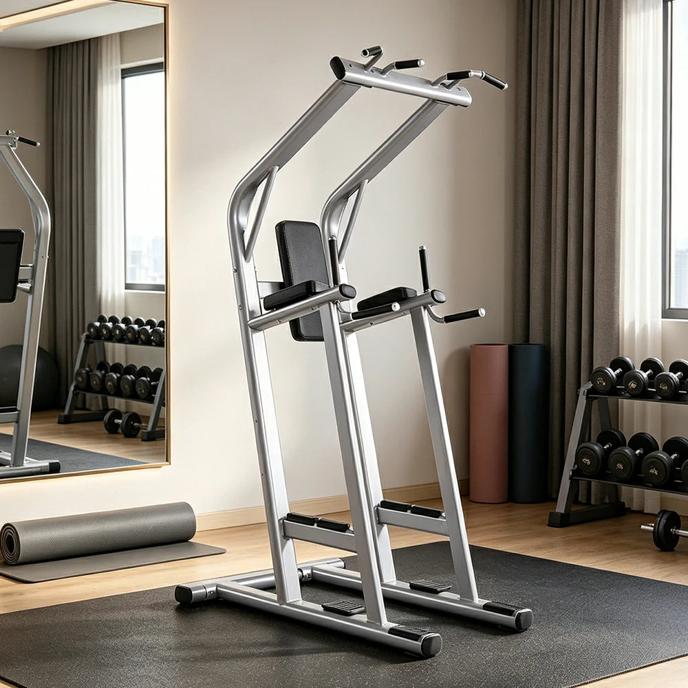 FITPRO Multi-Function Pull-Up Training Station Heavy Duty Steel Power Tower with Dip Bars Core Workout for Home Gym Garage Fitness - Silver&Black