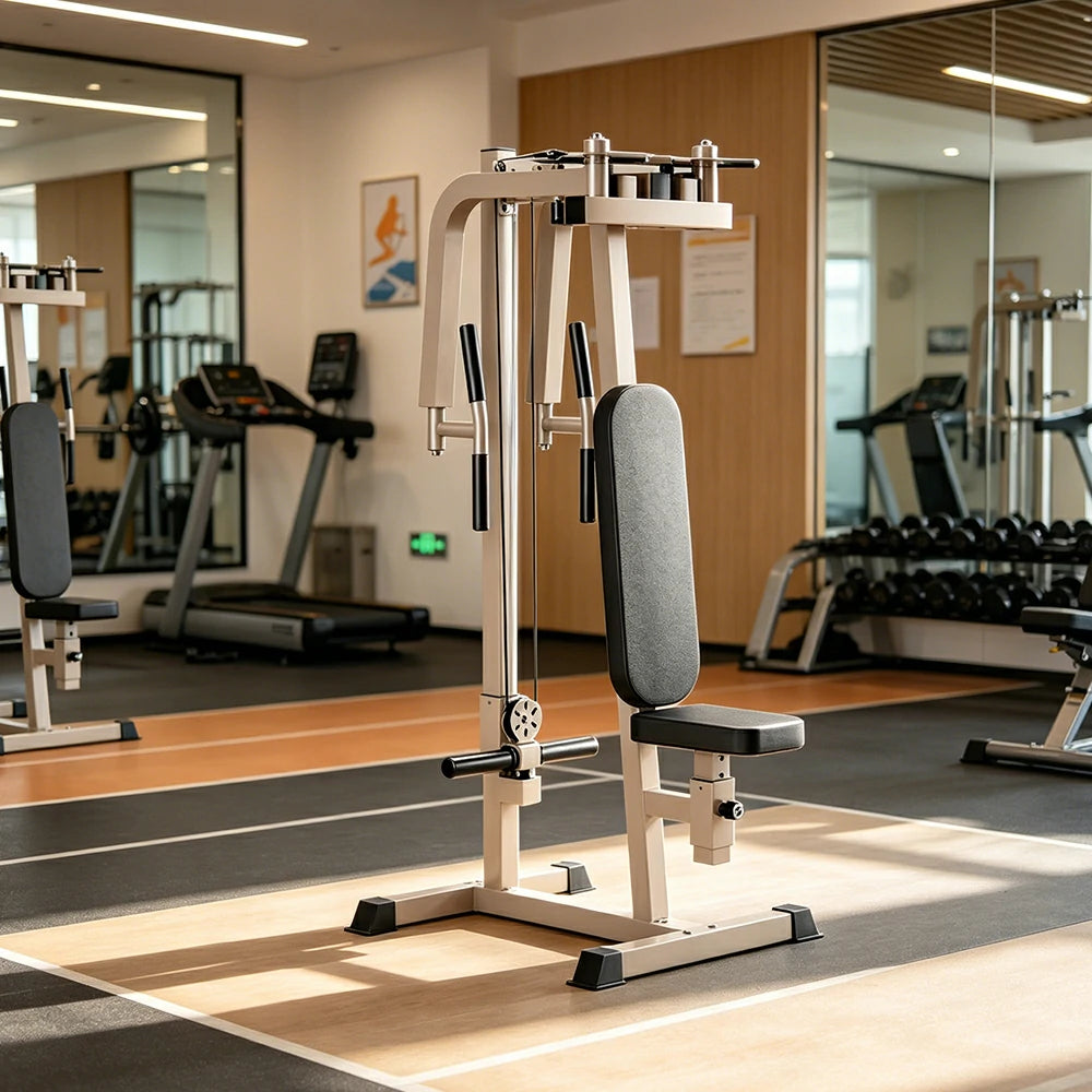 FITPRO Reverse Fly Butterfly Machine Plate Loaded Chest & Shoulder Trainer Adjustable Multi-Grip Home Gym - Coffee