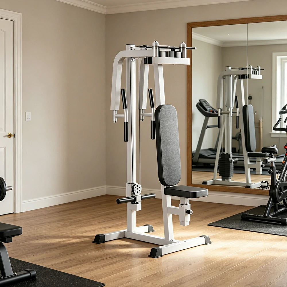 FITPRO Reverse Fly Butterfly Machine Plate Loaded Chest & Shoulder Trainer Adjustable Multi-Grip Home Gym - Silver