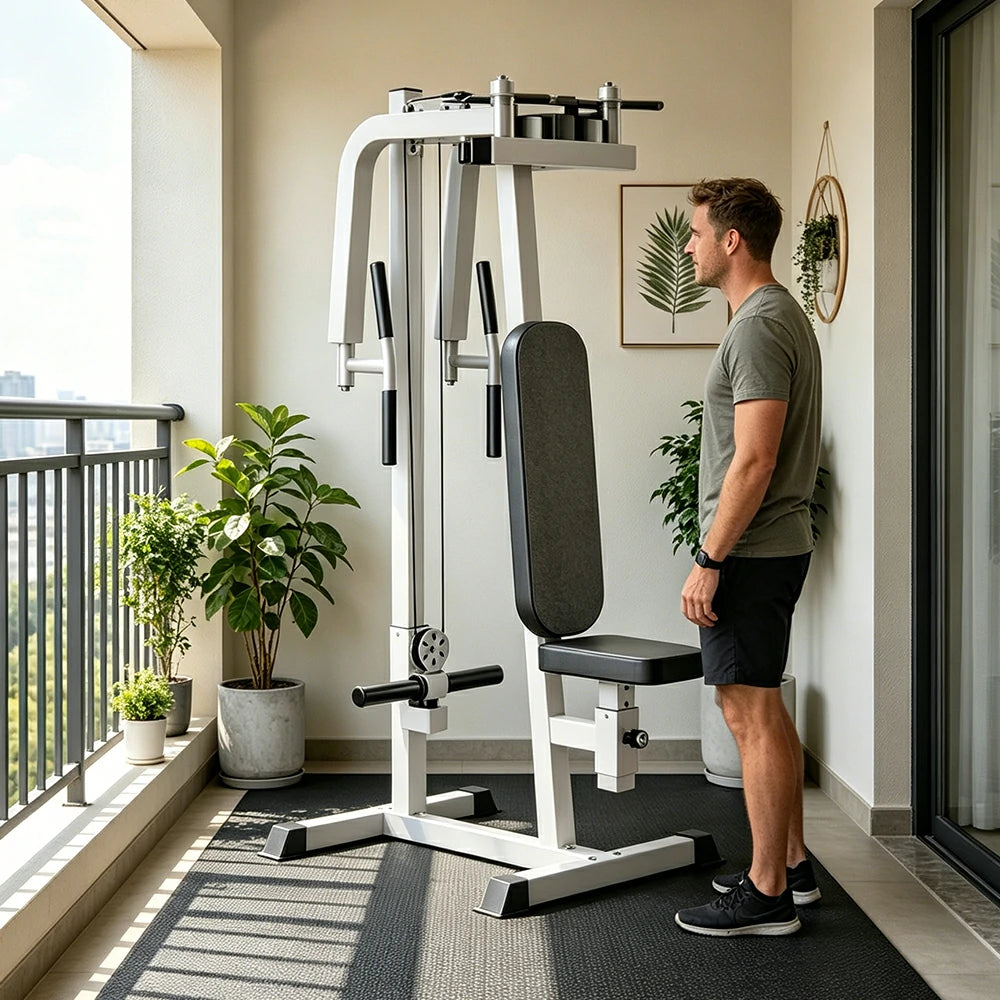 FITPRO Reverse Fly Butterfly Machine Plate Loaded Chest & Shoulder Trainer Adjustable Multi-Grip Home Gym - Silver