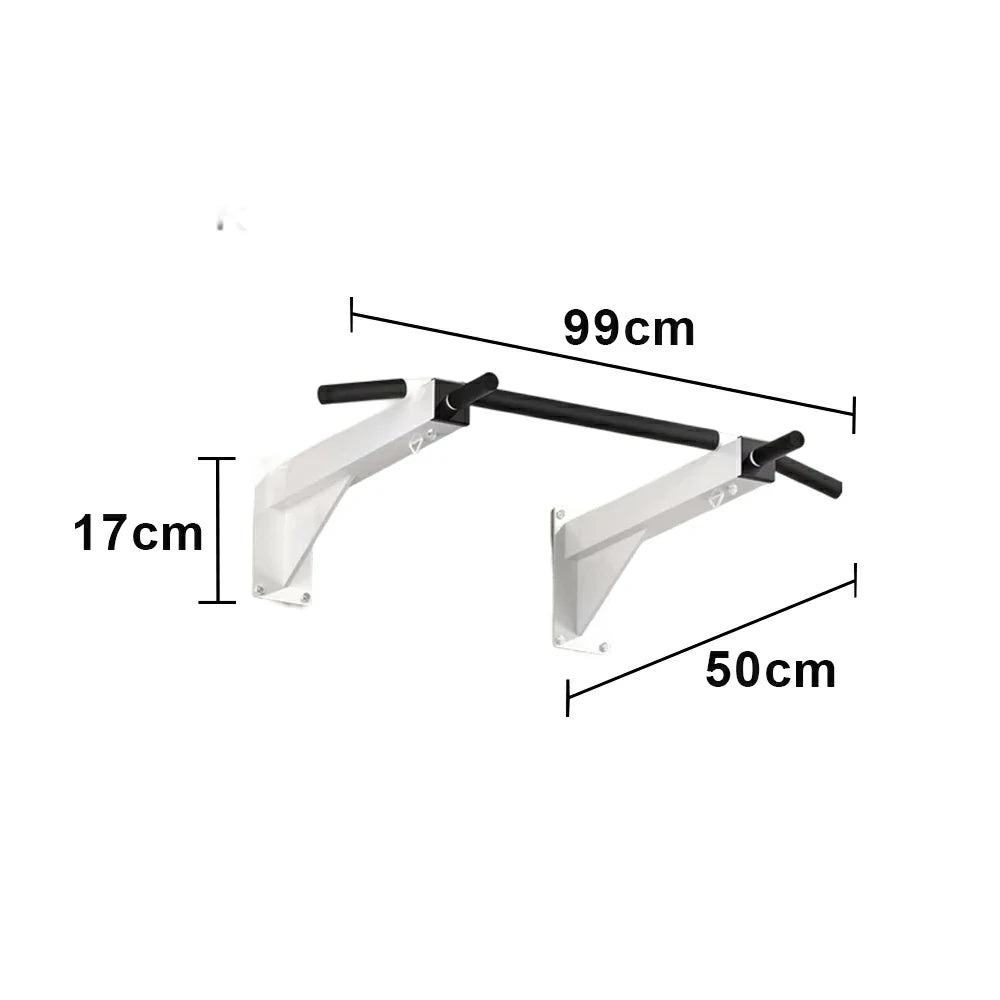FITPRO Wall Mounted Pull Up Bar Heavy Duty Steel 200kg Capacity Space Saving Upper Body Training Home Gym - White