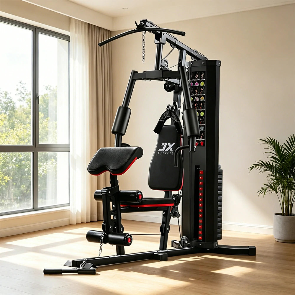 FITPRO Home Gym Multi-Functional Trainer 63KG Adjustable Weight Stack Full Body Workout Bedroom & Home Gym - Red