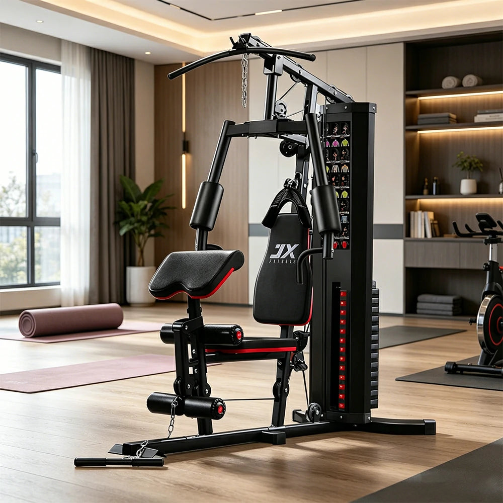 FITPRO Home Gym Multi-Functional Trainer 63KG Adjustable Weight Stack Full Body Workout Bedroom & Home Gym - Red