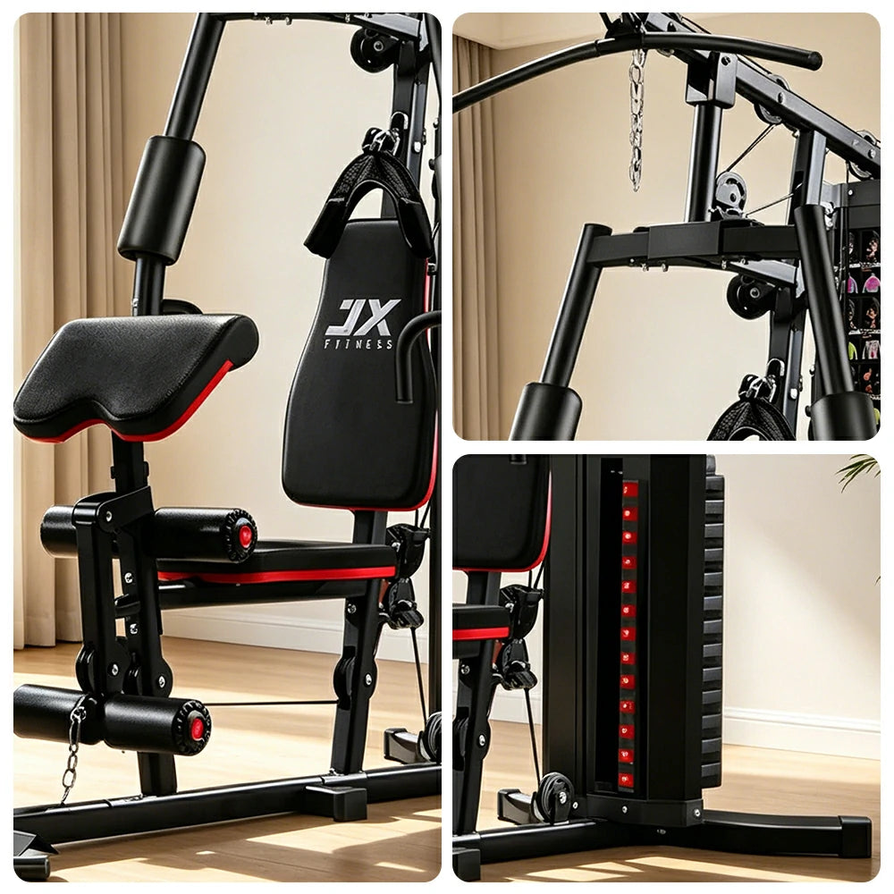 FITPRO Home Gym Multi-Functional Trainer 63KG Adjustable Weight Stack Full Body Workout Bedroom & Home Gym - Red