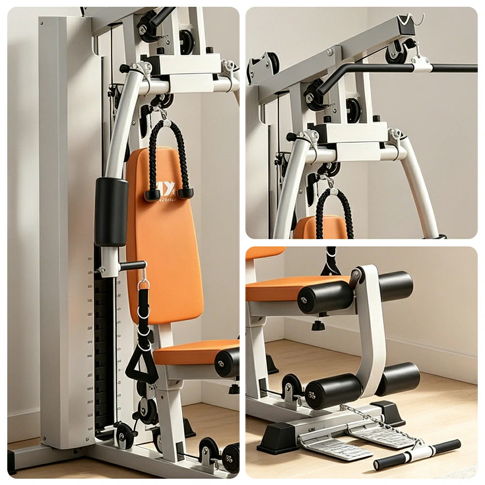 FITPRO Multi-Functional Home Gym Trainer 68KG Adjustable Weight Stack Full Body Strength Workout Small Spaces - Beige