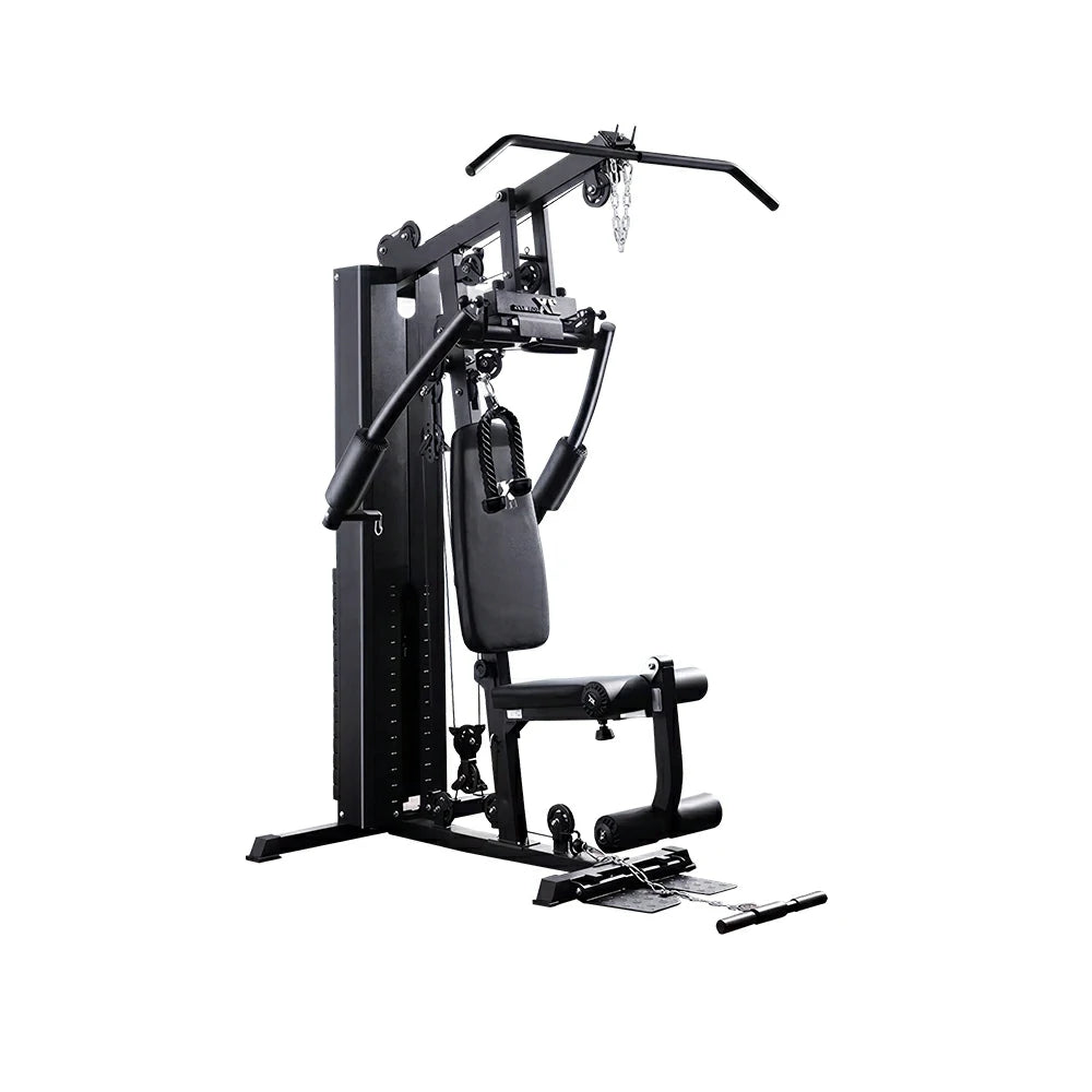 FITPRO Multi-Functional Home Gym Trainer 68KG Adjustable Weight Stack Full Body Strength Workout Small Spaces - Black