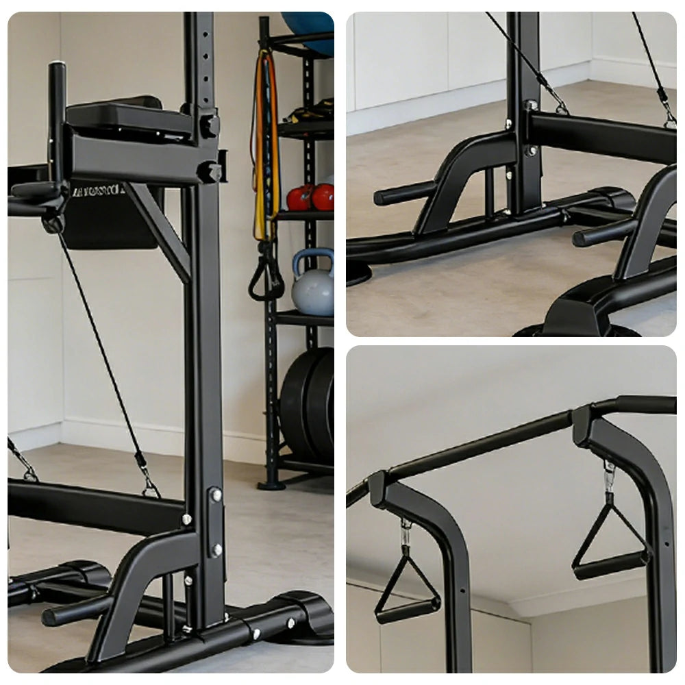 FITPRO Power Tower Multi-Function Strength Training Heavy Duty Steel 750kg Capacity Stable Home Gym Station - Black