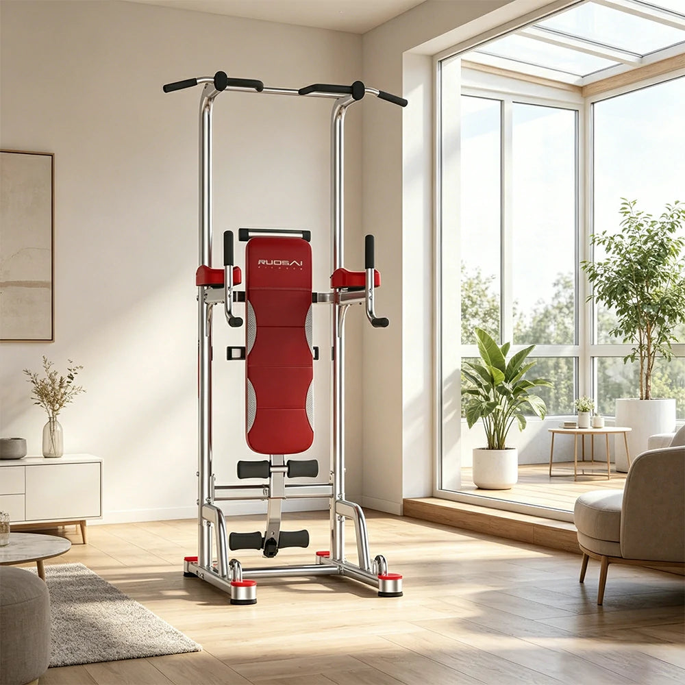 FITPRO Multi-Functional Pull-Up Trainer Adjustable Height Heavy-Duty Steel Frame Home Gym Apartment Balcony