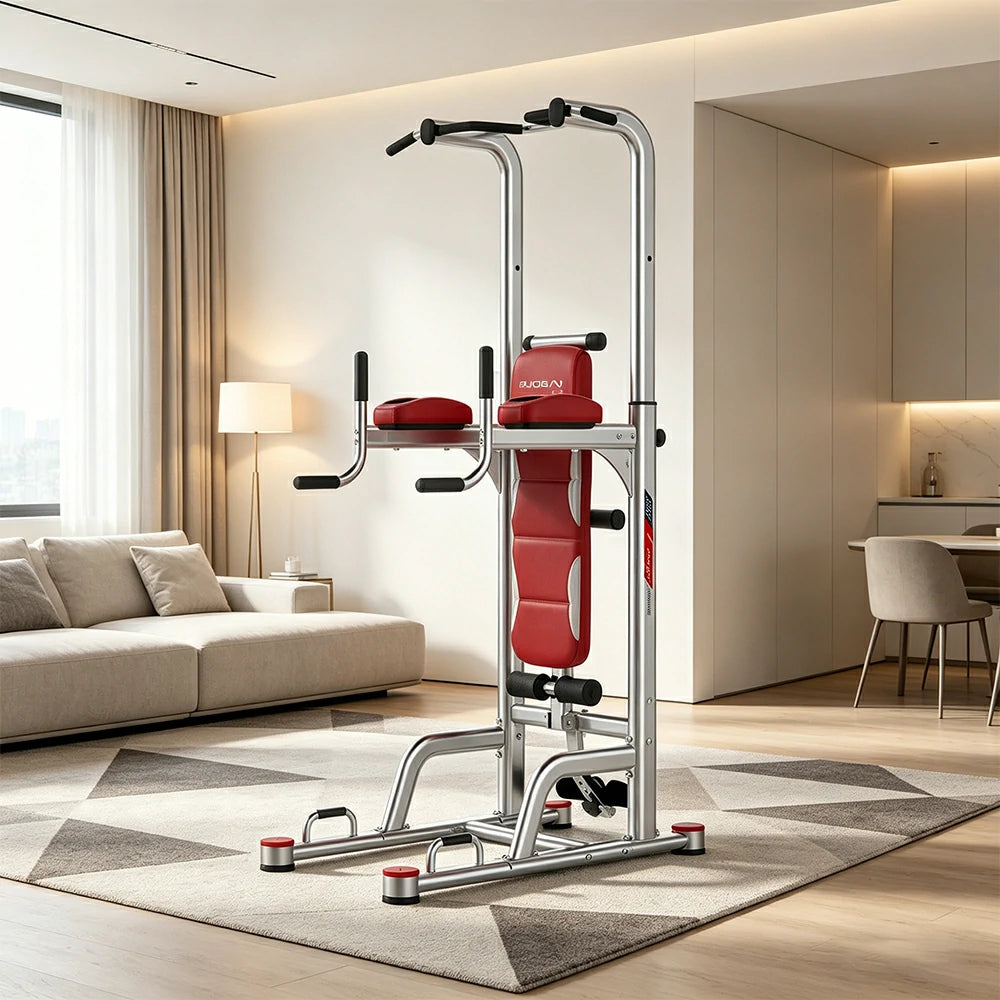 FITPRO Multi-Functional Pull-Up Trainer Adjustable Height Heavy-Duty Steel Frame Home Gym Apartment Balcony