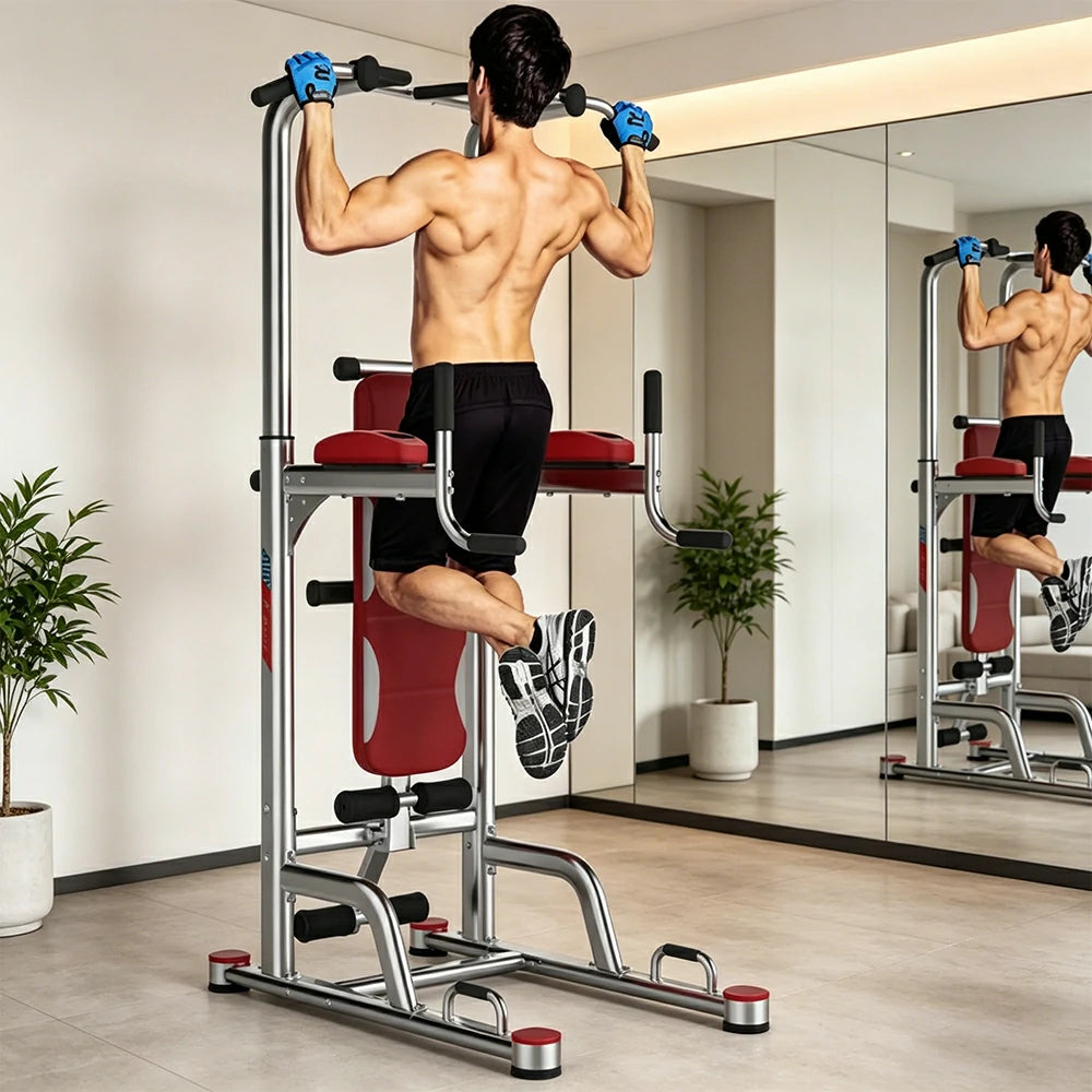 FITPRO Multi-Functional Pull-Up Trainer Adjustable Height Heavy-Duty Steel Frame Home Gym Apartment Balcony