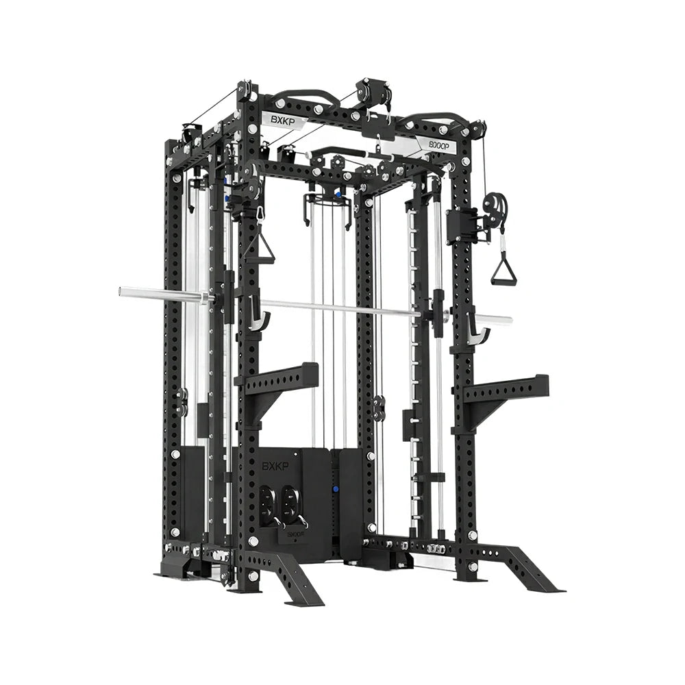 FITPRO All-in-One Smith Multifunction Power Rack 3MM Steel Precision Pulley Full Body Strength Training Home Gym - Black