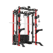 FITPRO All-in-One Smith Multifunction Power Rack 3MM Steel Precision Pulley Full Body Strength Training Home Gym - Red