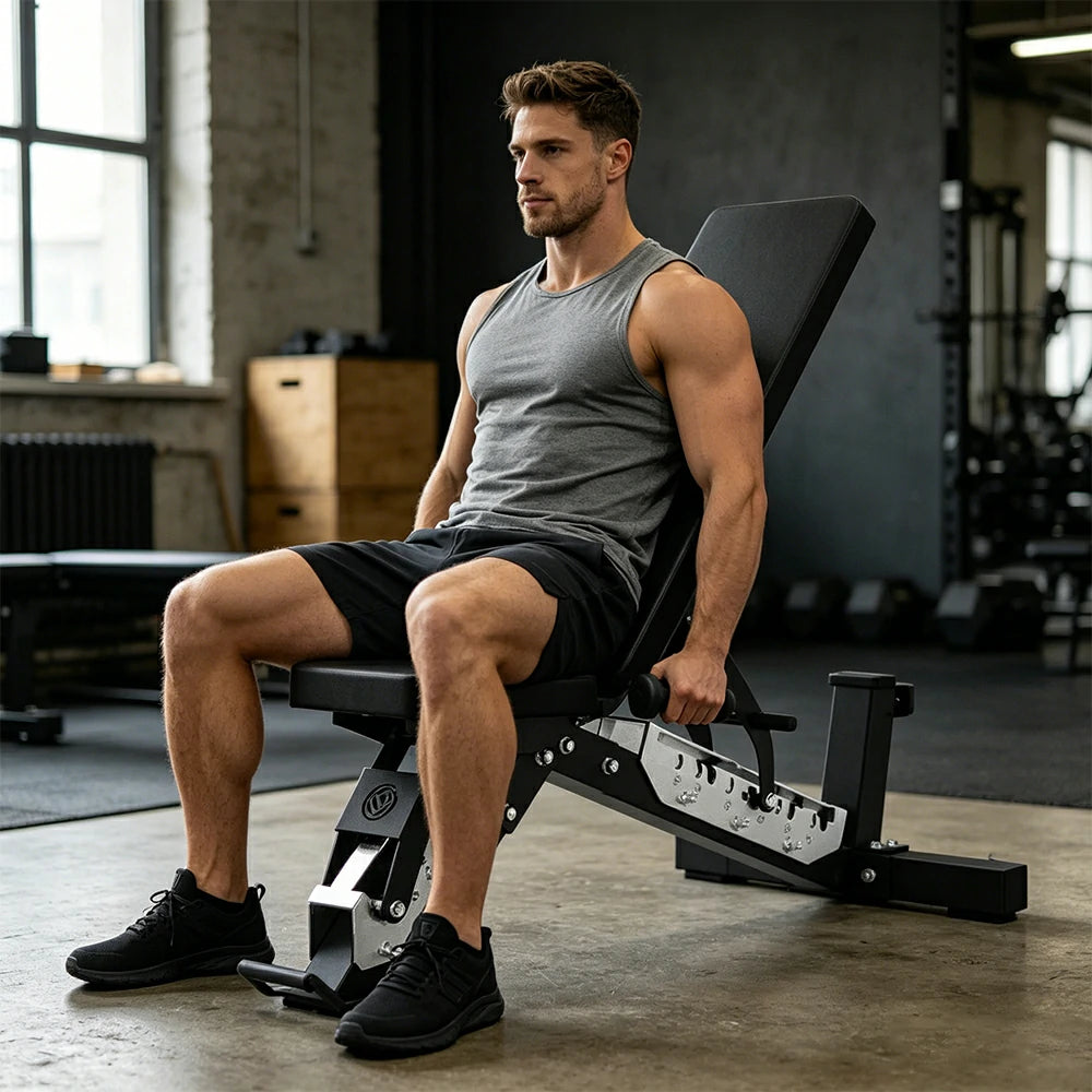 FITPRO Adjustable Dumbbell Workout Bench Foldable Heavy-Duty Steel 5MM Home Gym Bedroom Balcony - Black