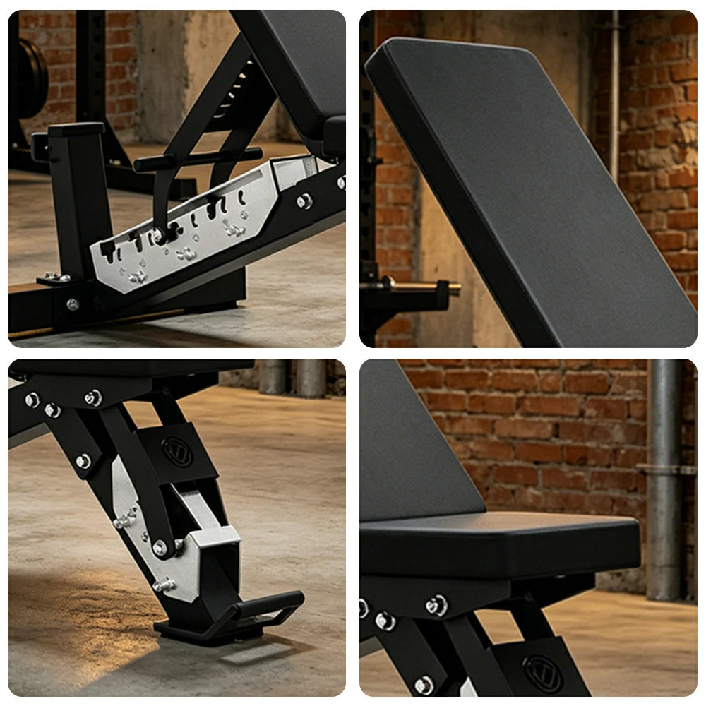 FITPRO Adjustable Dumbbell Workout Bench Foldable Heavy-Duty Steel 5MM Home Gym Bedroom Balcony - Black