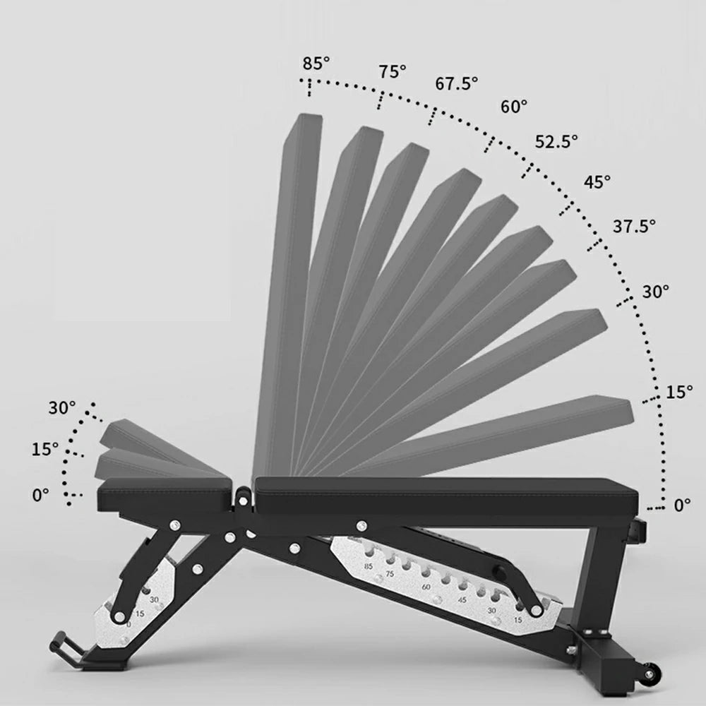 FITPRO Adjustable Dumbbell Workout Bench Foldable Heavy-Duty Steel 5MM Home Gym Bedroom Balcony - Black