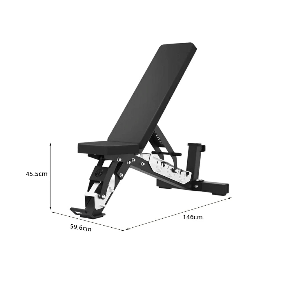 FITPRO Adjustable Dumbbell Workout Bench Foldable Heavy-Duty Steel 5MM Home Gym Bedroom Balcony - Black