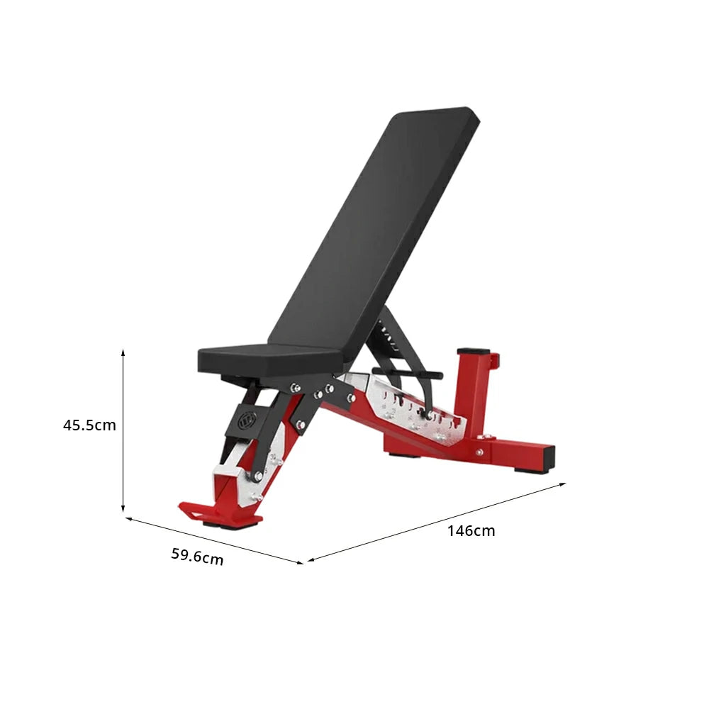 FITPRO Adjustable Dumbbell Workout Bench Foldable Heavy-Duty Steel 5MM Home Gym Bedroom Balcony - Red
