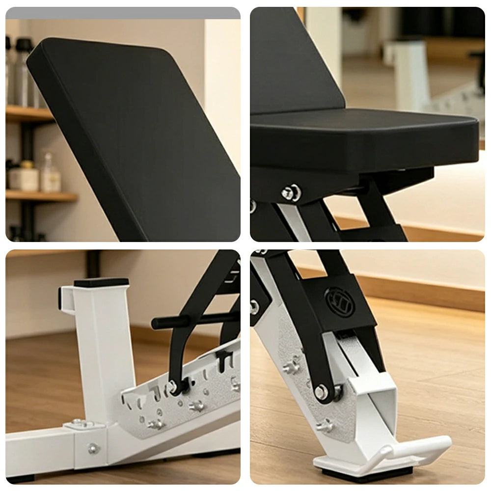 FITPRO Adjustable Dumbbell Workout Bench Foldable Heavy-Duty Steel 5MM Home Gym Bedroom Balcony - White