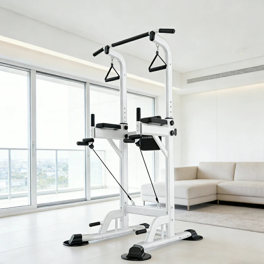 FITPRO Power Tower Multi-Function Strength Training Heavy Duty Steel 750kg Capacity Stable Home Gym Station - White