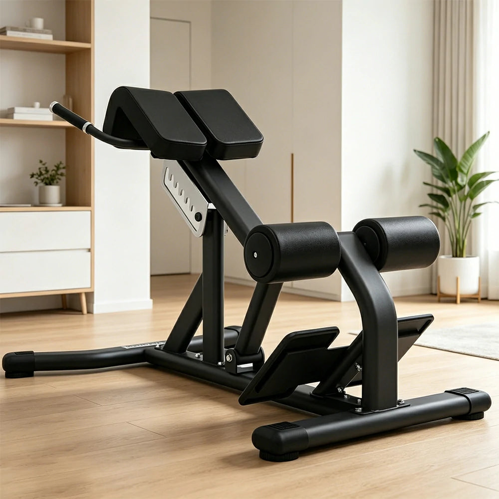 FITPRO Commercial-Grade Roman Chair Adjustable Height Heavy-Duty Steel 100x50mm Core & Lower Back Strength Home Gym Garage - Black
