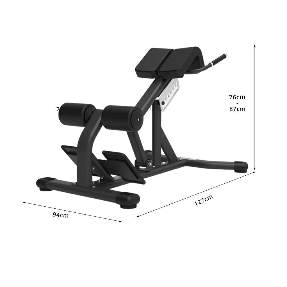 FITPRO Commercial-Grade Roman Chair Adjustable Height Heavy-Duty Steel 100x50mm Core & Lower Back Strength Home Gym Garage - Black