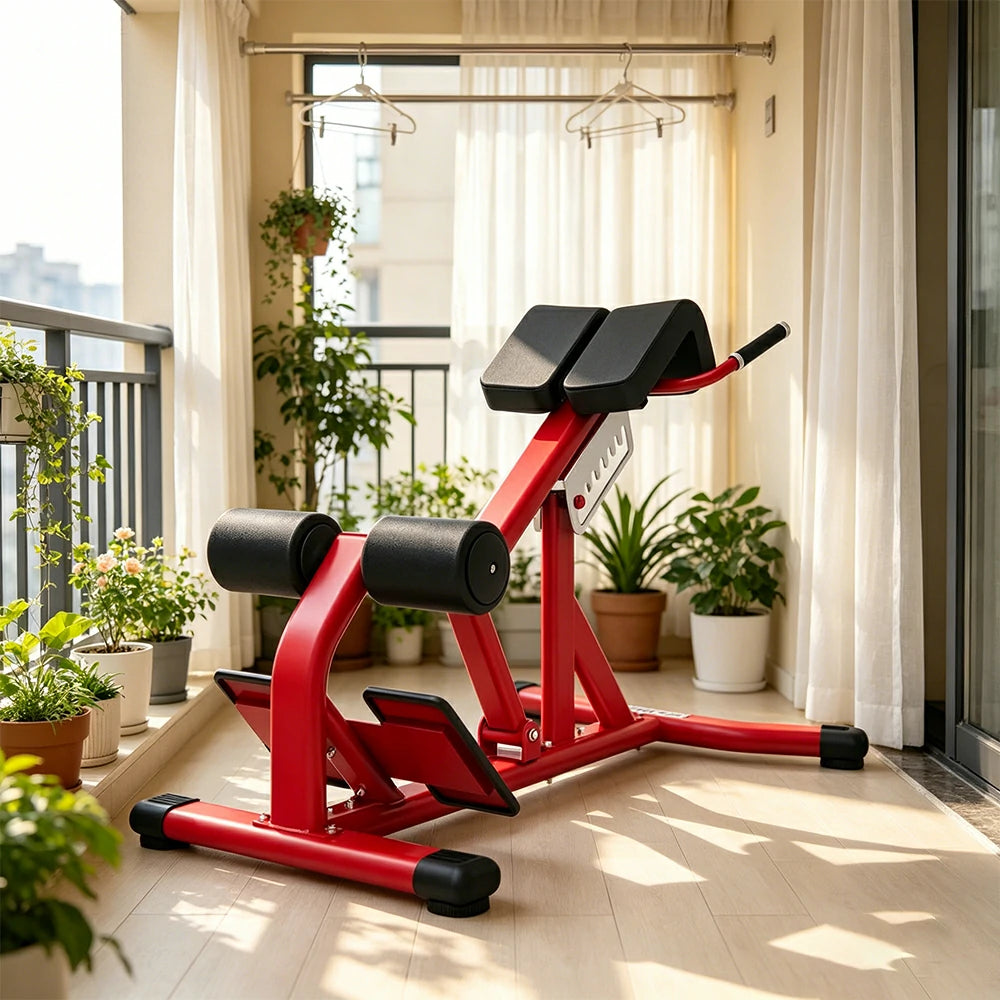 FITPRO Commercial-Grade Roman Chair Adjustable Height Heavy-Duty Steel 100x50mm Core & Lower Back Strength Home Gym Garage - Red