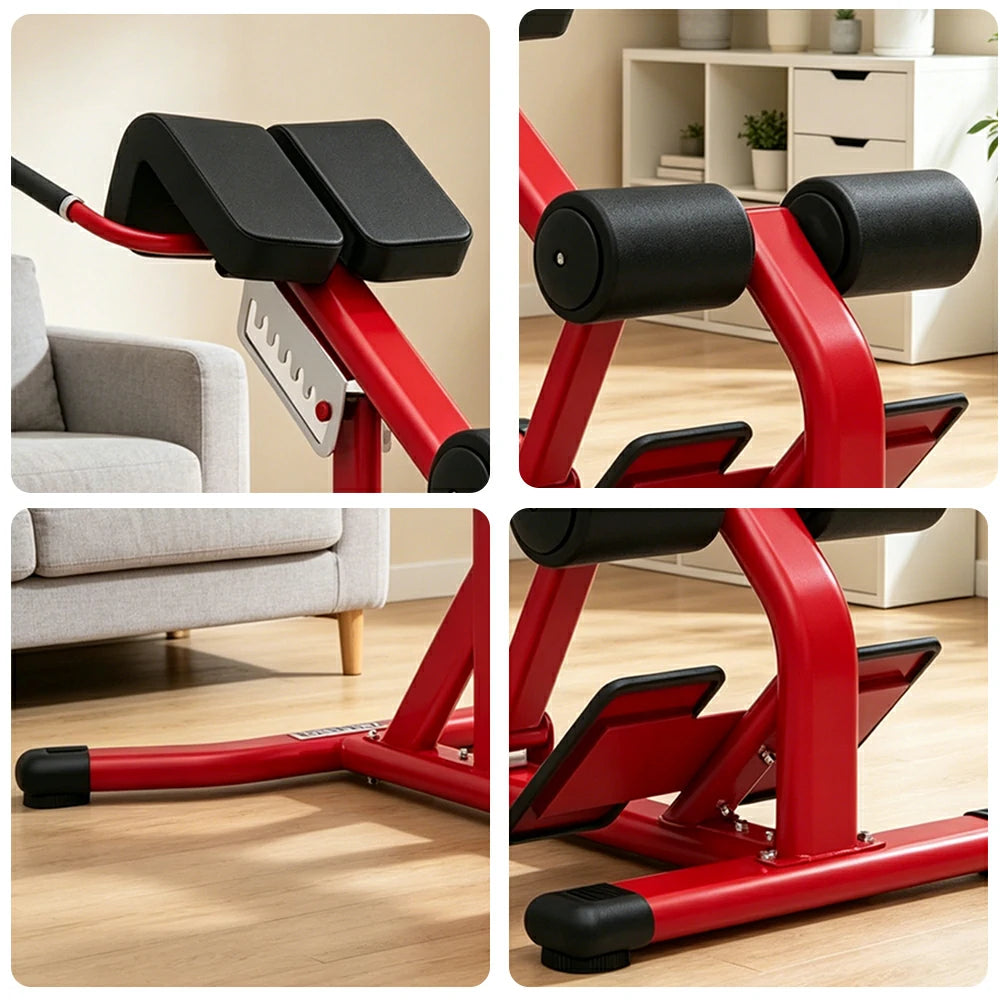 FITPRO Commercial-Grade Roman Chair Adjustable Height Heavy-Duty Steel 100x50mm Core & Lower Back Strength Home Gym Garage - Red