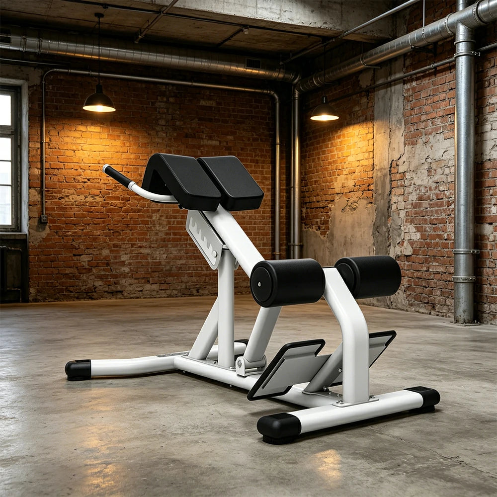 FITPRO Commercial-Grade Roman Chair Adjustable Height Heavy-Duty Steel 100x50mm Core & Lower Back Strength Home Gym Garage - White