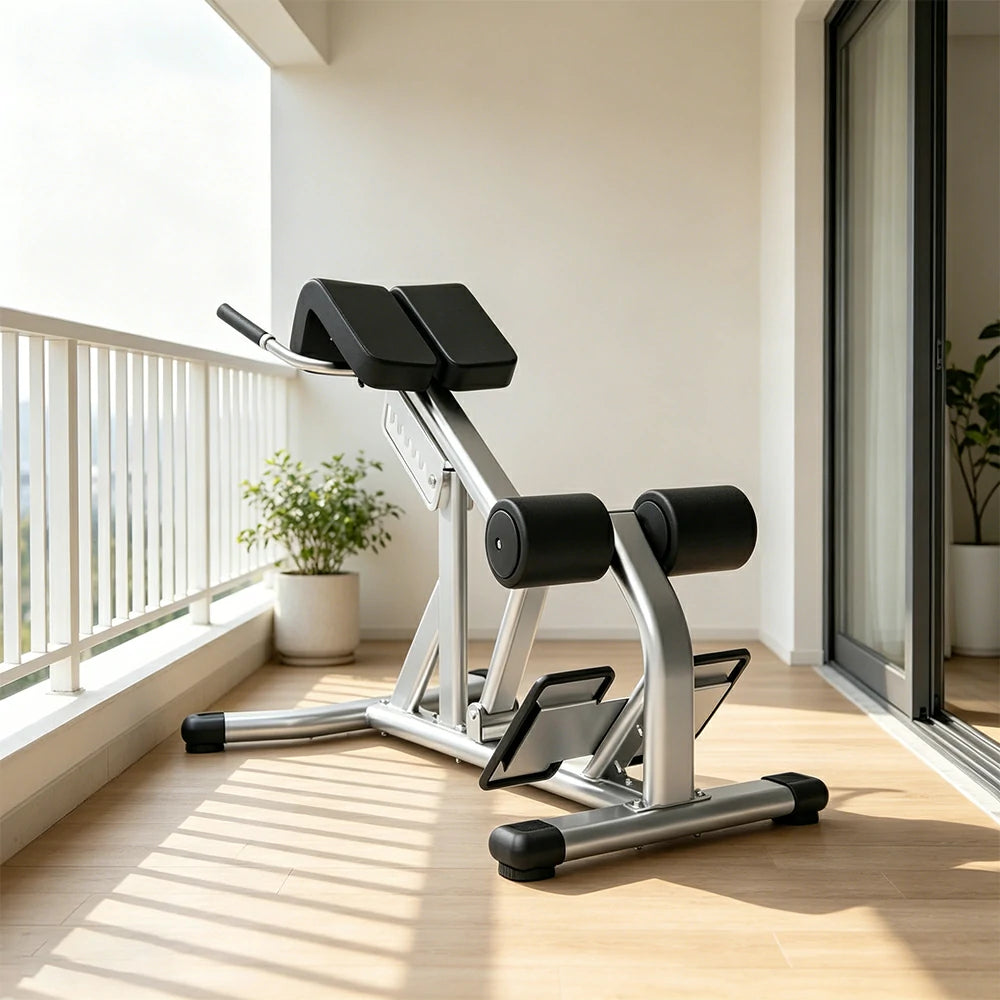 FITPRO Stainless Steel Commercial-Grade Roman Chair Adjustable Height Heavy-Duty Steel 100x50mm Core & Lower Back Strength Home Gym Garage - Silver
