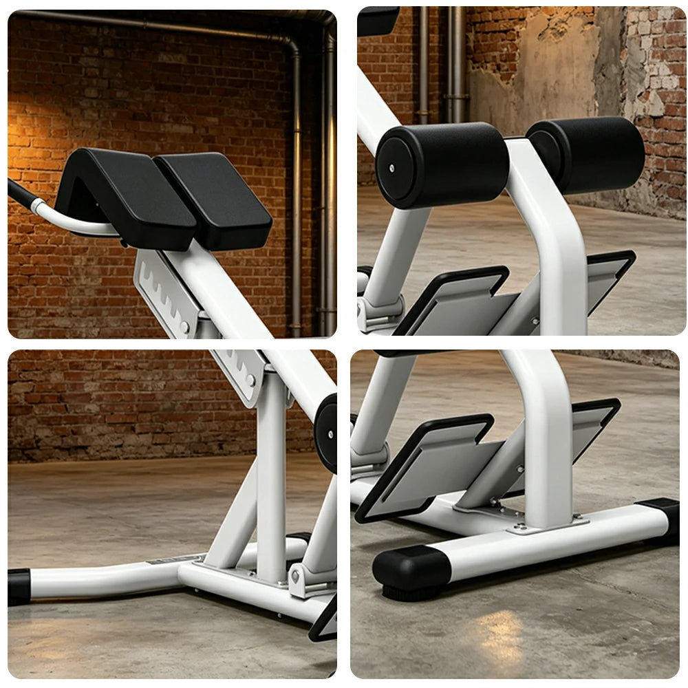 FITPRO Commercial-Grade Roman Chair Adjustable Height Heavy-Duty Steel 100x50mm Core & Lower Back Strength Home Gym Garage - White