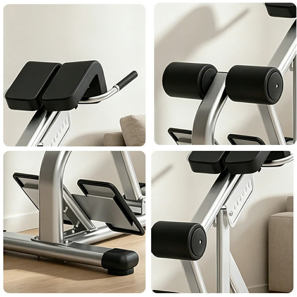 FITPRO Stainless Steel Commercial-Grade Roman Chair Adjustable Height Heavy-Duty Steel 100x50mm Core & Lower Back Strength Home Gym Garage - Silver