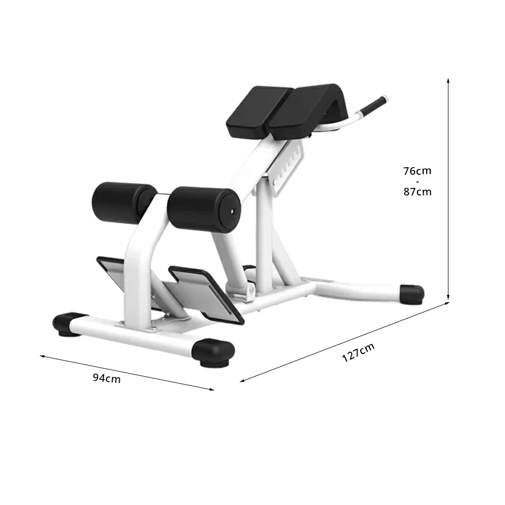 FITPRO Commercial-Grade Roman Chair Adjustable Height Heavy-Duty Steel 100x50mm Core & Lower Back Strength Home Gym Garage - White