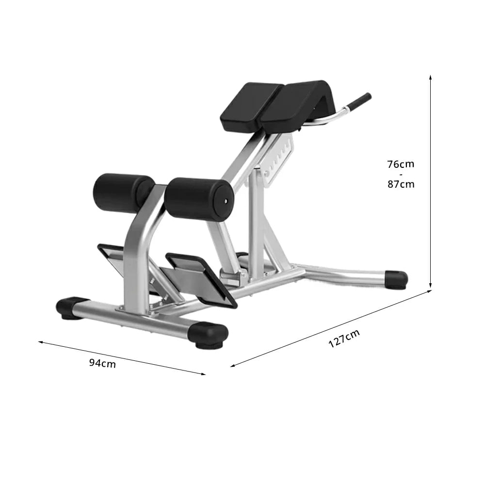 FITPRO Stainless Steel Commercial-Grade Roman Chair Adjustable Height Heavy-Duty Steel 100x50mm Core & Lower Back Strength Home Gym Garage - Silver