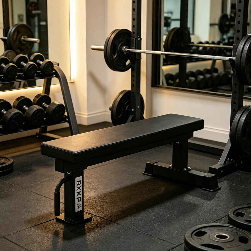 FITPRO Flat Weight Bench Heavy-Duty Steel 600KG Capacity Foldable Space-Saving Home Gym Bedroom Living Room - Black