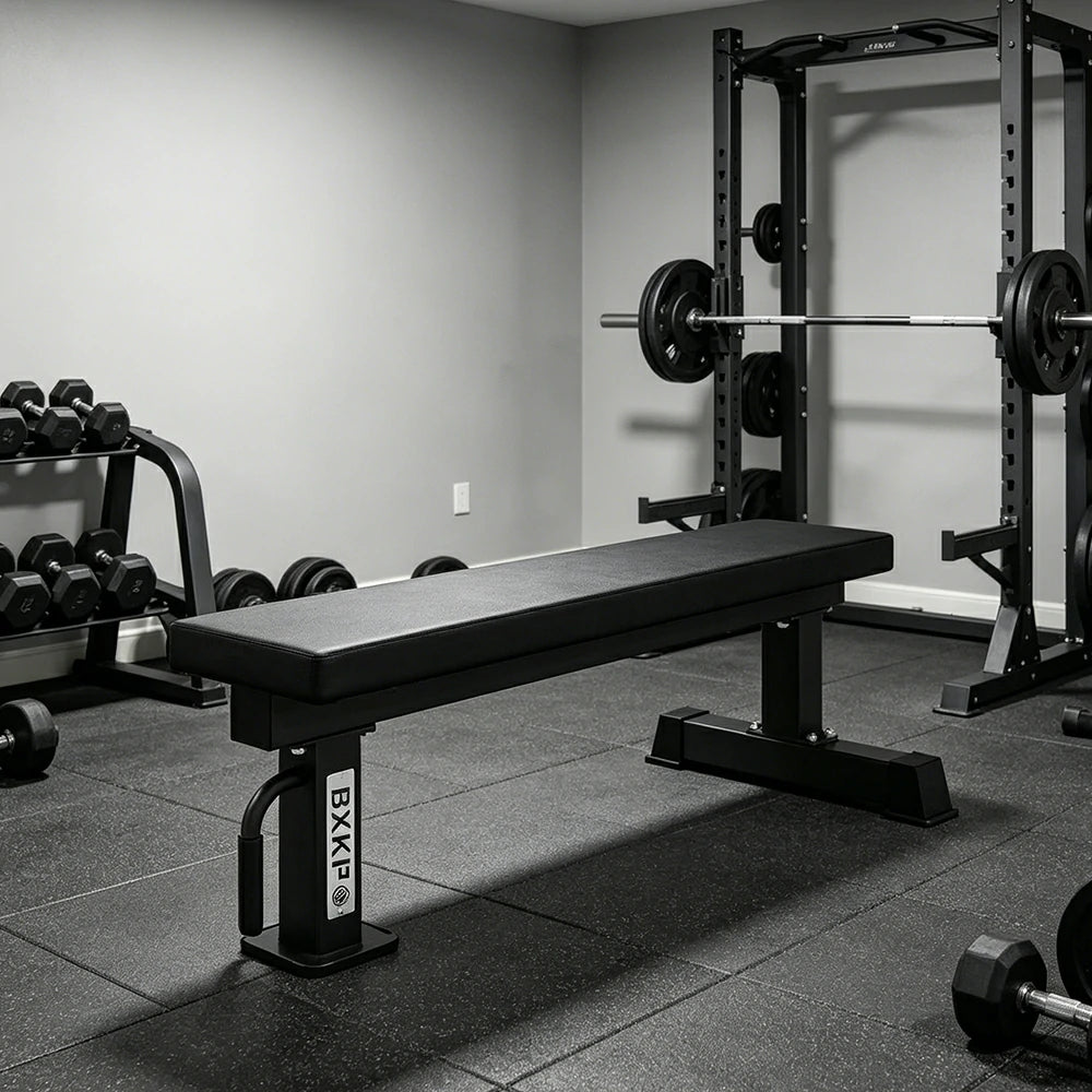FITPRO Flat Weight Bench Heavy-Duty Steel 600KG Capacity Foldable Space-Saving Home Gym Bedroom Living Room - Black
