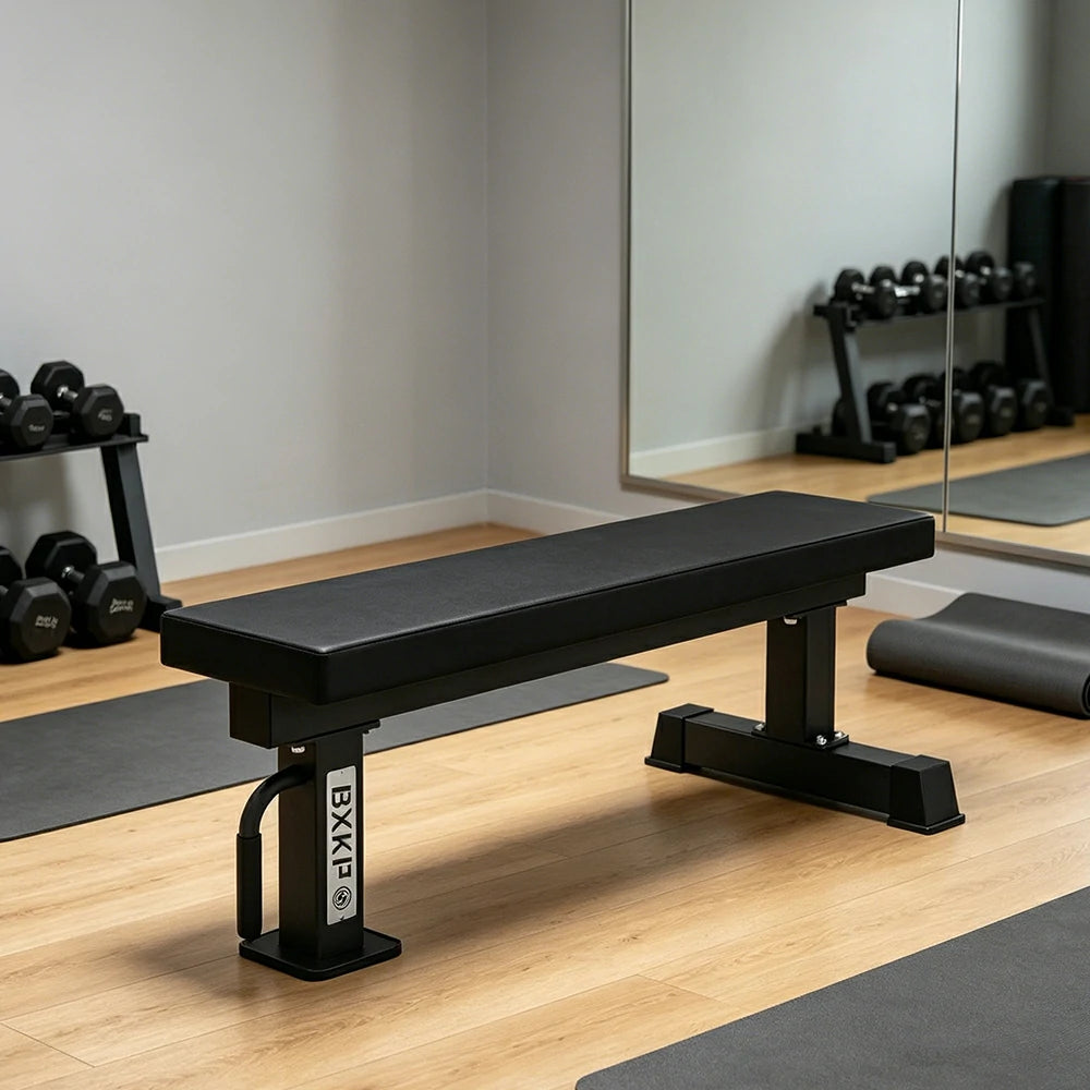 FITPRO Flat Weight Bench Heavy-Duty Steel 600KG Capacity Foldable Space-Saving Home Gym Bedroom Living Room - Black