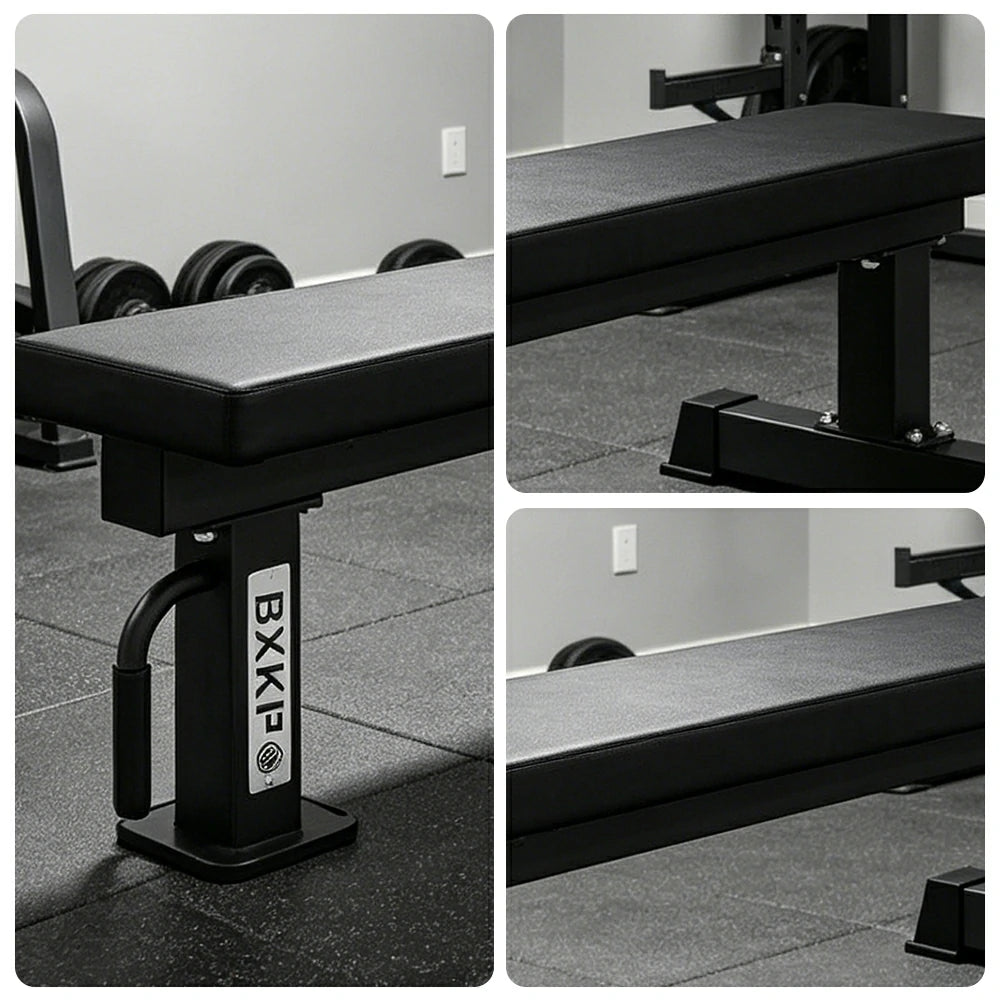 FITPRO Flat Weight Bench Heavy-Duty Steel 600KG Capacity Foldable Space-Saving Home Gym Bedroom Living Room - Black