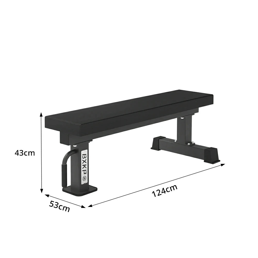 FITPRO Flat Weight Bench Heavy-Duty Steel 600KG Capacity Foldable Space-Saving Home Gym Bedroom Living Room - Black